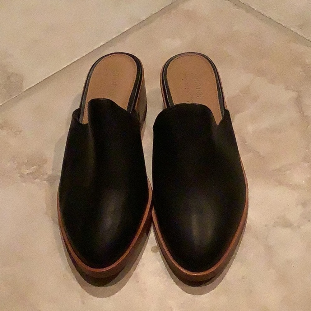 black leather mules